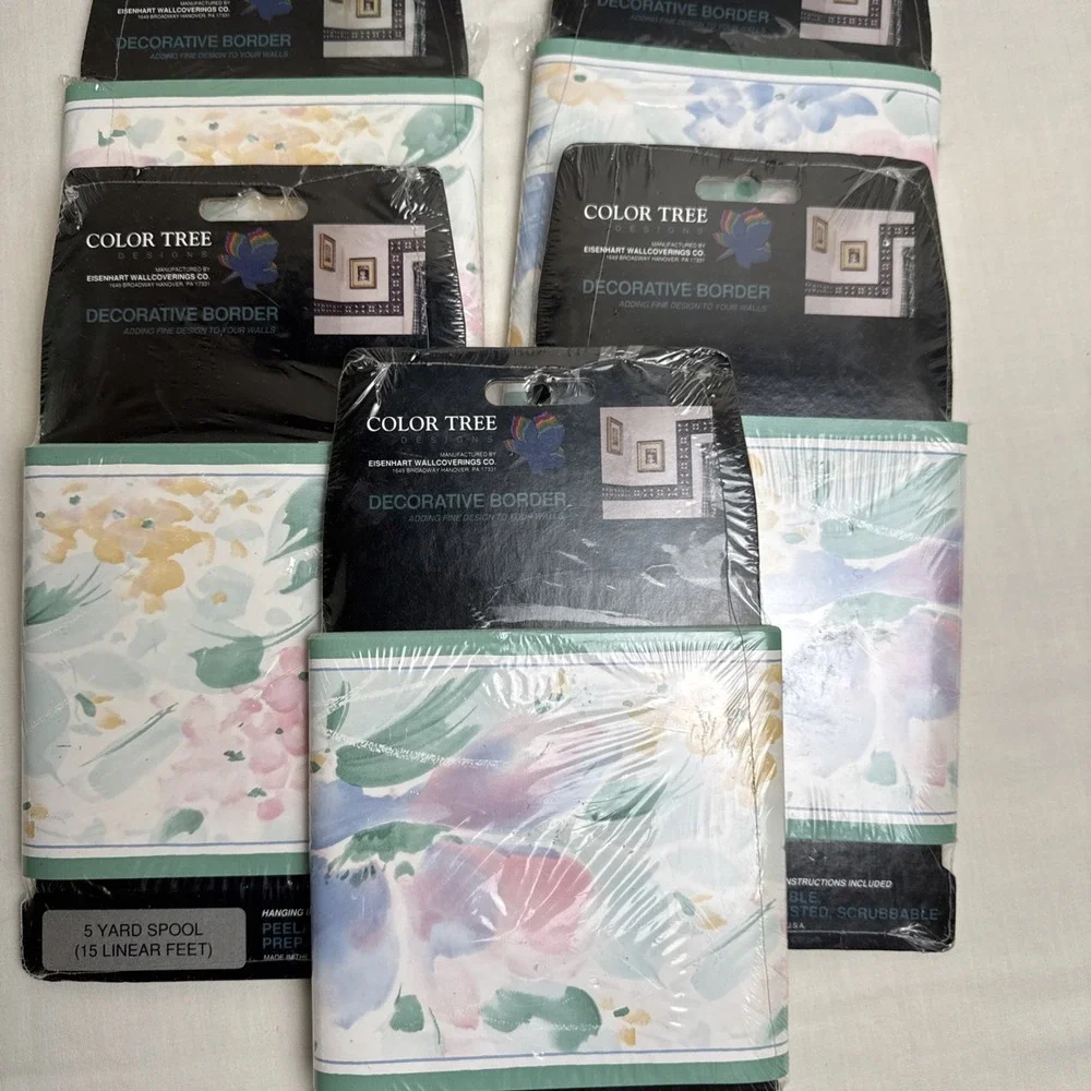Vintage 80s‎ 90s Wallpaper Border Pastel Floral Prepasted 25 Yards Countrycore